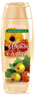 Компания Faberlic (Фаберлик). Уход за кожей тела. Крем-пена для ванны "Ноготки и крыжовник" - Серия "Цветы и ягоды", Артикул 8455. Описание, цена, объём, состав, способ применения, отзыв